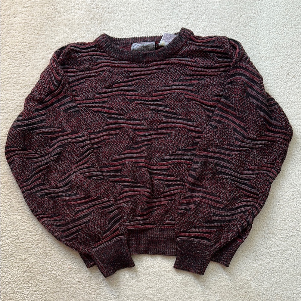 Vintage Made in Korea Maroon and Black Sweater